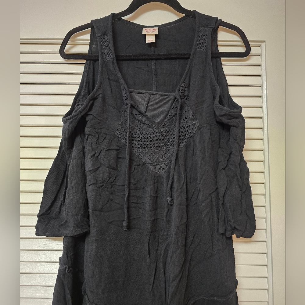 Mossimo Supply Co - Black Bohemian Cold-Shoulder Short-Sleeve Dress With Lining - Picture 4 of 4